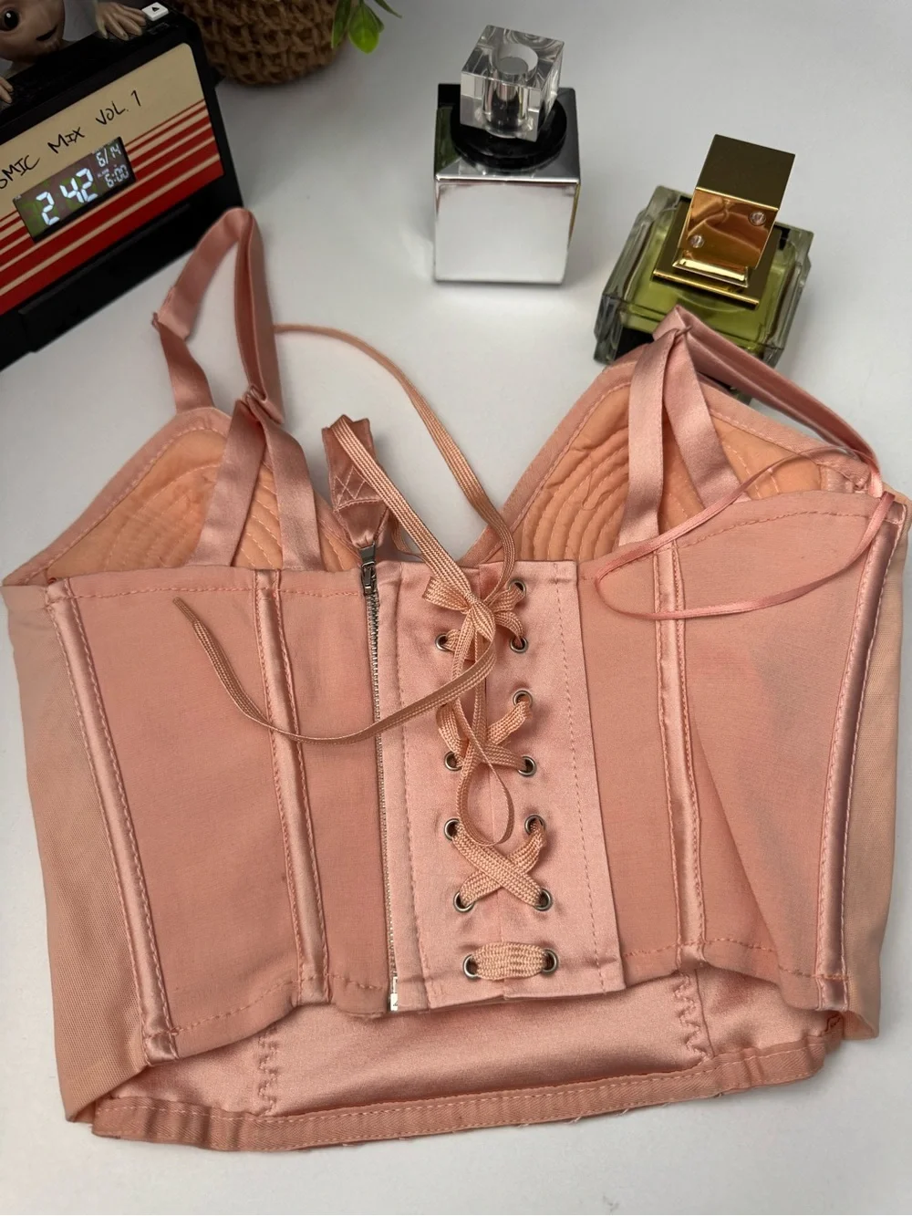 Jean Paul Gaultier Femme Pink Satin Cone Bra Corset Bustier Top US 6 - Picture 2 of 7
